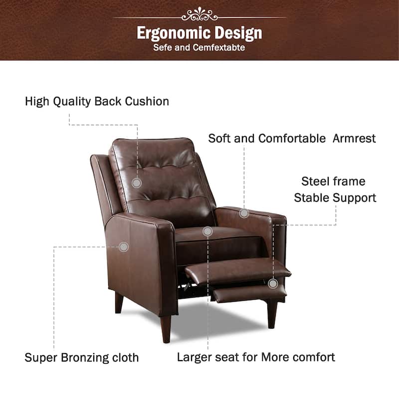 Genuine Leather Pushback Recliner Single Sofa