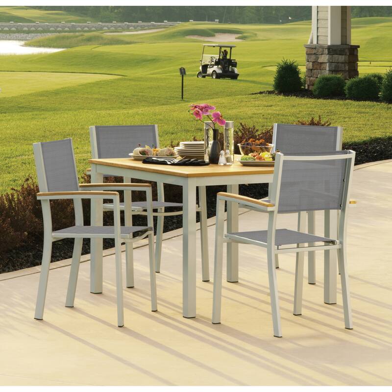 Oxford Garden Travira 5 Piece 39 inch Natural Tekwood Dining Set