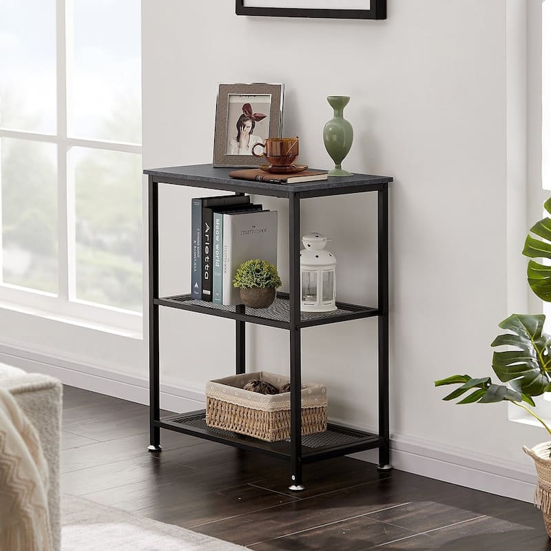 VECELO Industrial Style 3-Tier Nightstands Set of 2 with Open Storage Shelves