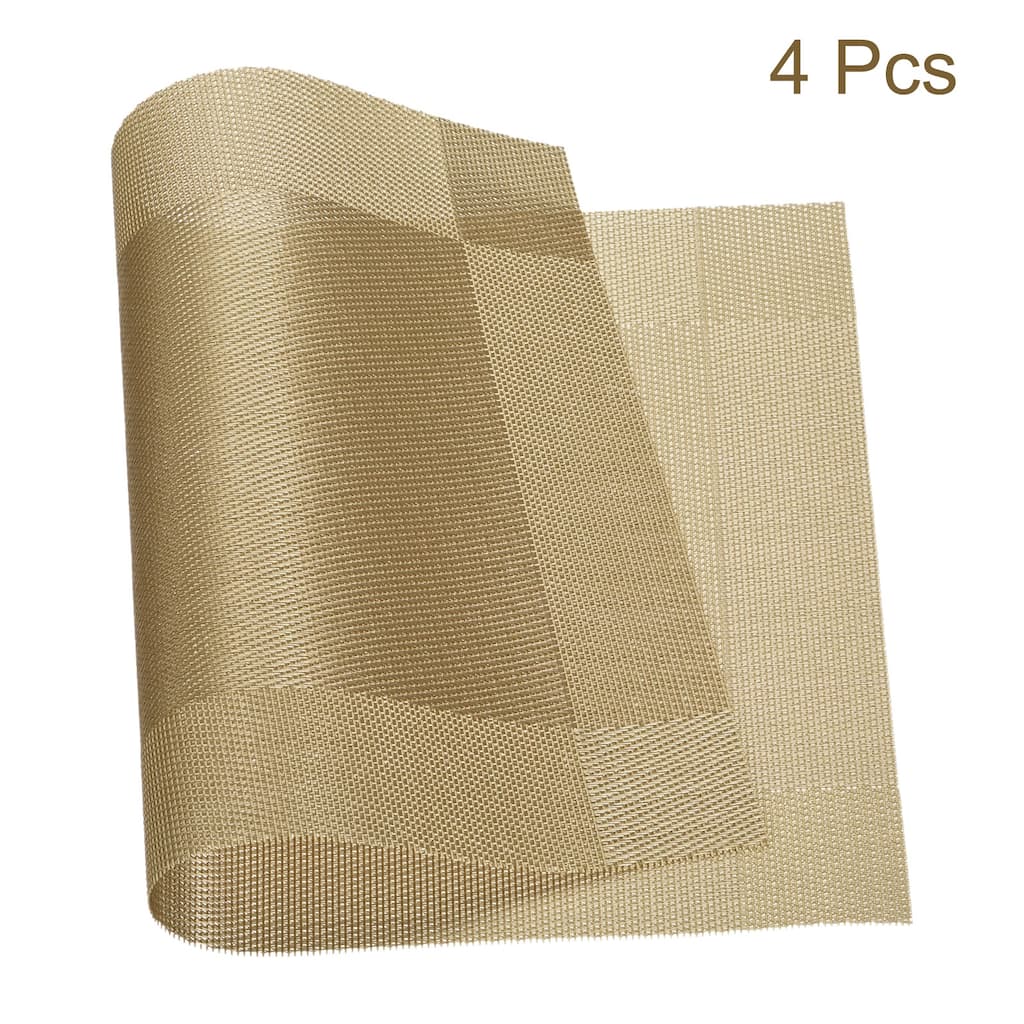 Place Mats 450x300mm 4pcs PVC Table Washable Woven Placemat, Golden