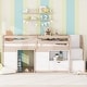 preview thumbnail 1 of 7, Cream,White Twin Size Solid Wood Low Loft Bed with Stairs Cream,White