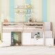 preview thumbnail 2 of 18, Wooden Twin Low Loft Kids Bed Frame with Stairs & Storage Drawer, Cream + White