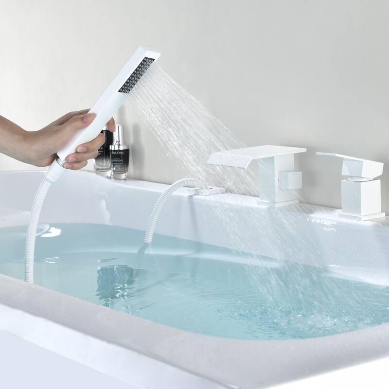 Solid Brass Waterfall Roman Tub Faucet with Hand Shower