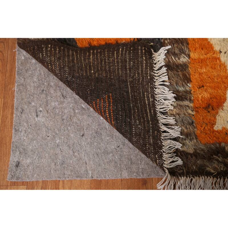 Hand Knotted Oriental 100% Wool Carpet Modern Tribal Multi-Colored Moroccan Area Rug - 9' 7'' X 6' 9''