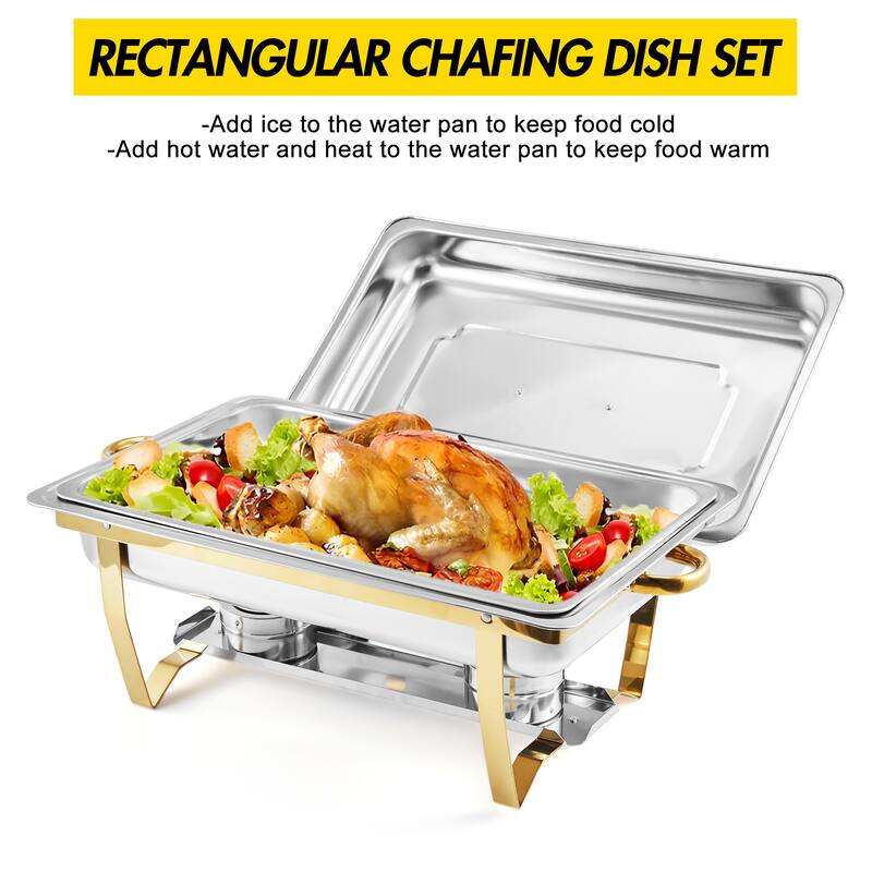 2/4 Packs Chafing Dishes for Buffet 8QT Stainless Steel