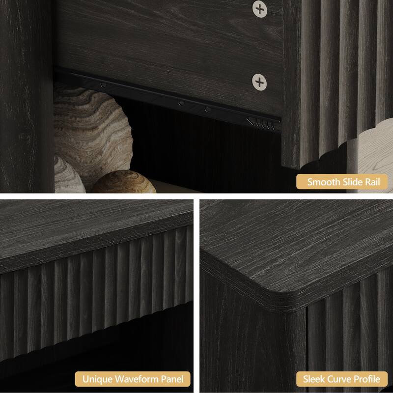 SICOTAS Set of 2 Nightstand with 1 Drawer and Open Storage
