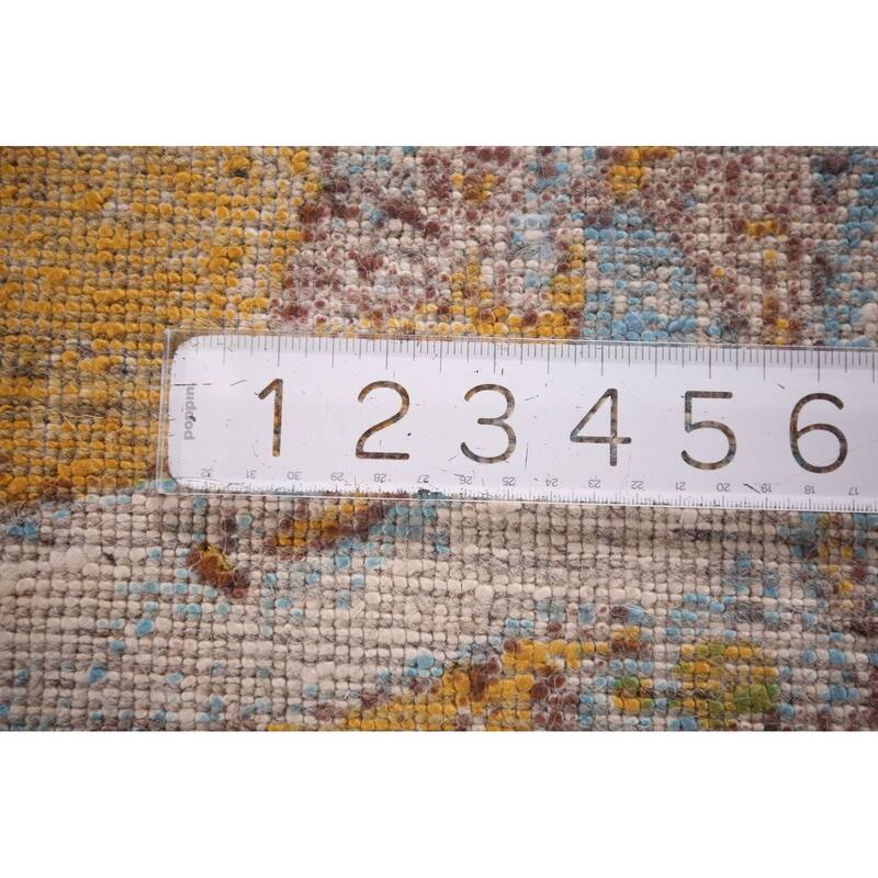 Contemporary Abstract Indian Area Rug Handmade Multi-Color Wool Carpet - 5'0" X 7'11"