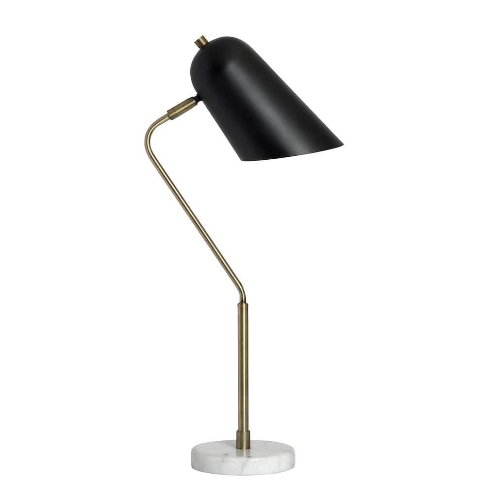 23.5 in. Antique Brass Finish Table Lamp with Black Shade, Desk Lamp for Writing and Computer Desks
