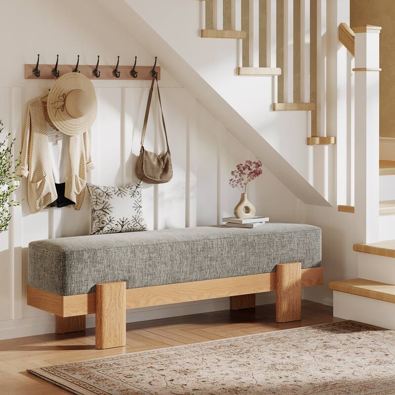 Upholstered Entryway Bench, Modern Shoe Bench, End of Bed Stool Accent Seat for Bedroom, Entrance, Living Room