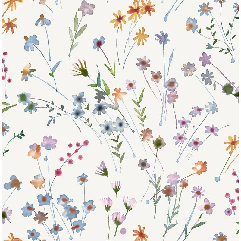 Advantage Heidi Peach Watercolor Florals Wallpaper