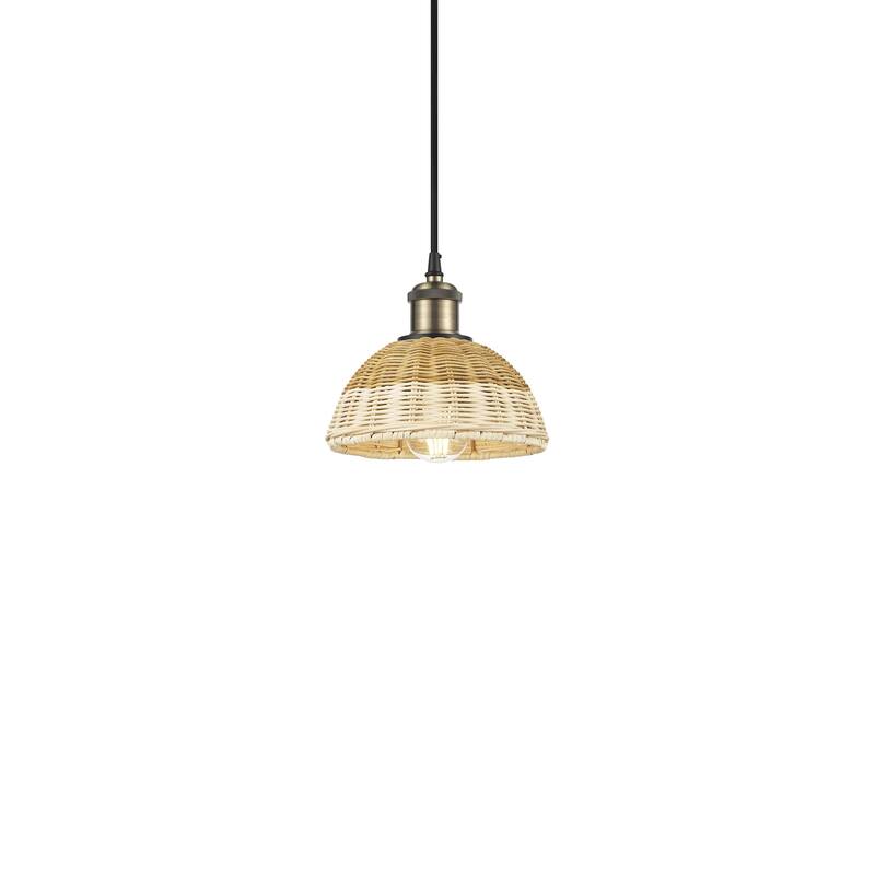 Innovations Lighting 516-1P-7-8 Bristol Natural II Pendant Bristol - Black Antique Brass / Natural