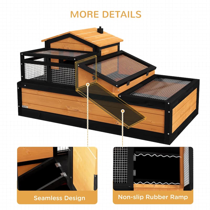PawHut Wooden Tortoise Habitat, Tortoise Enclosure Reptile Cage w/ Tray