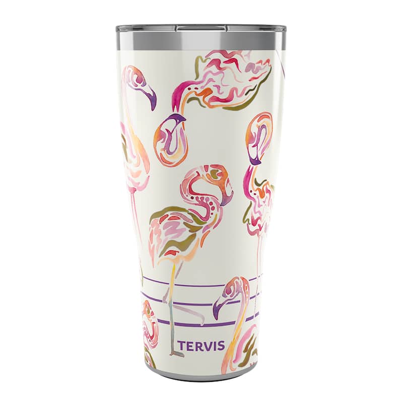 Tervis Traveler Flamingo Swirl Triple Walled Insulated Travel Tumbler, Stainless Steel - 30oz