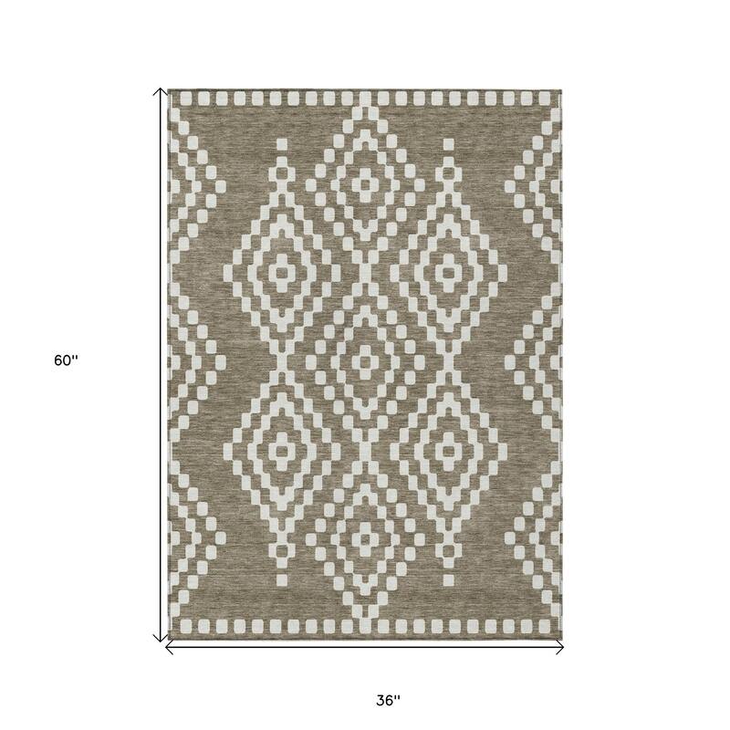HomeRoots Geometric Transitional Rectangle Outdoor Rug