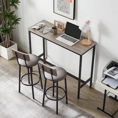Rectangle Bar Table Set with 2 Bar stools PU Soft seat with backrest - 43.31’’L*15.75’’W*23.62’’H