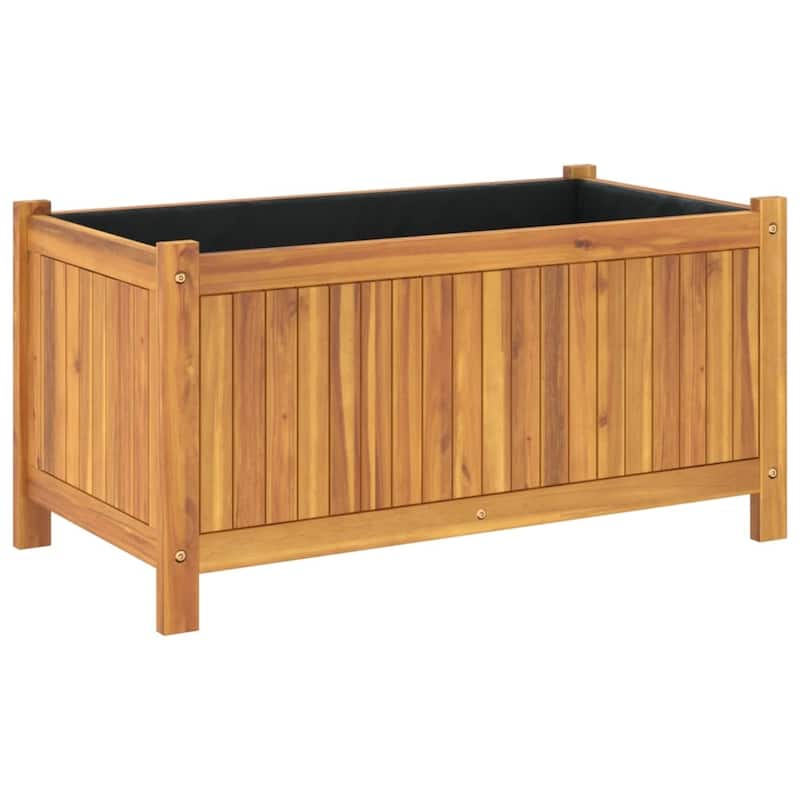 vidaXL Garden Planter with Liner Outdoor Flower Pot Box Solid Wood Acacia
