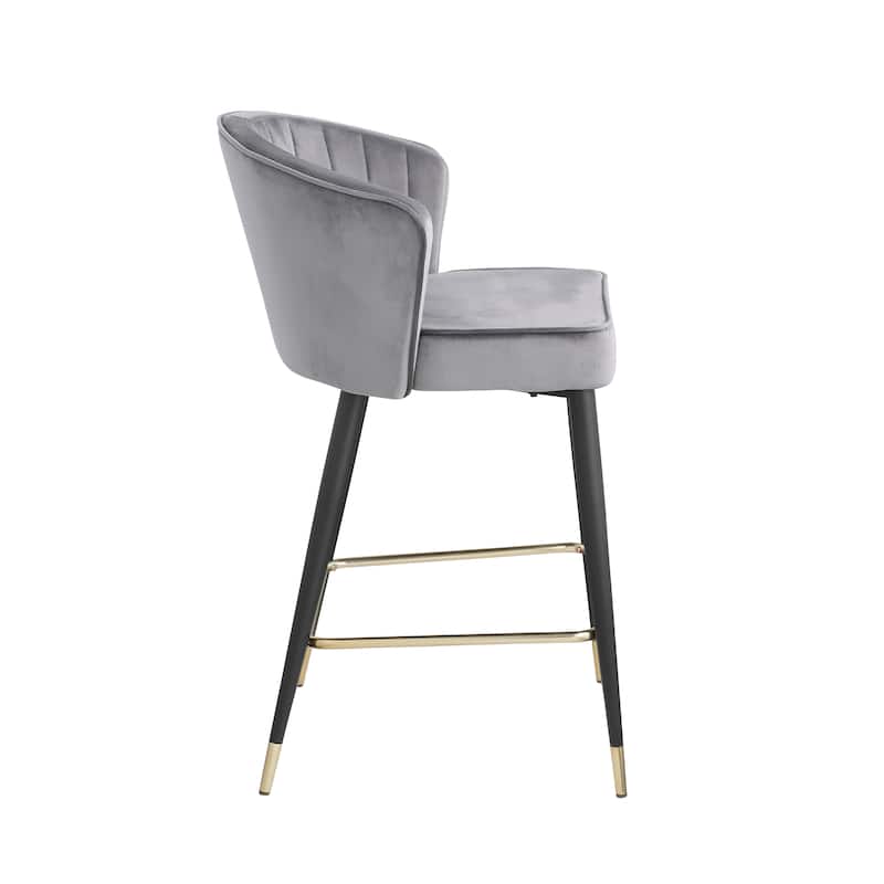 Contemporary Velvet Upholstered Counter Height Stool