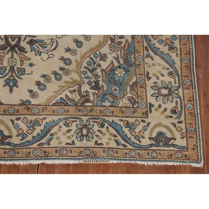 Tabriz Persian Vintage Rug Hand-Knotted Traditional Wool Carpet - 6'5"x 9'7"