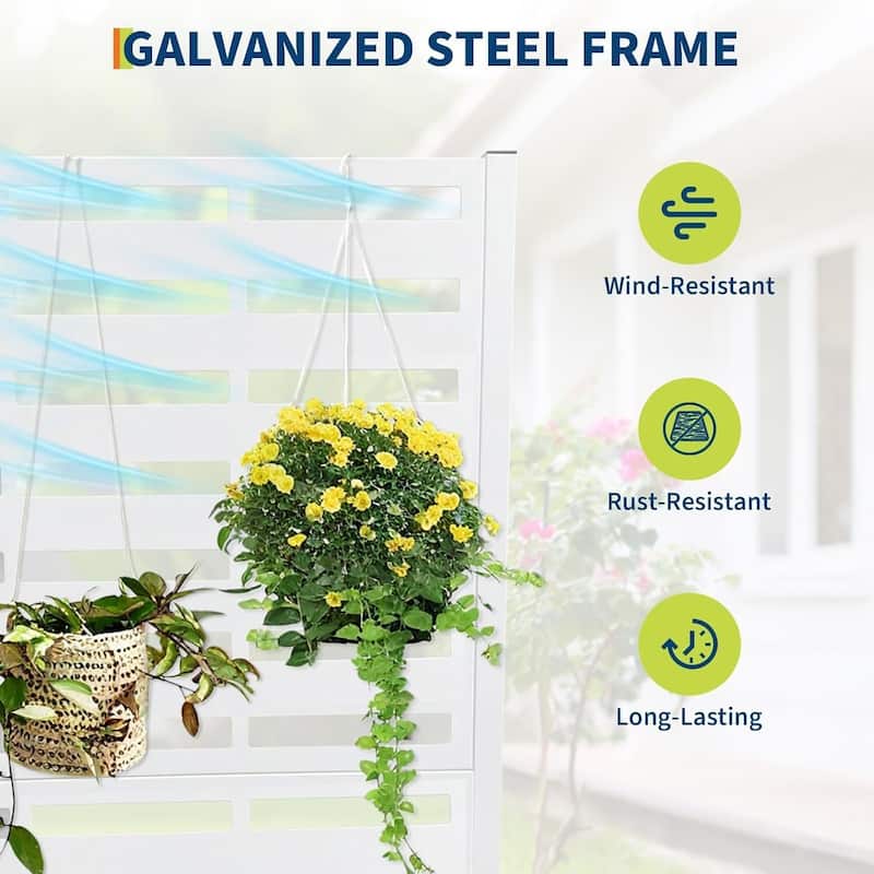 72"*47"*16" Raised Garden Bed with Trellis, Planter Box with Privacy Screen for Climbing Plants