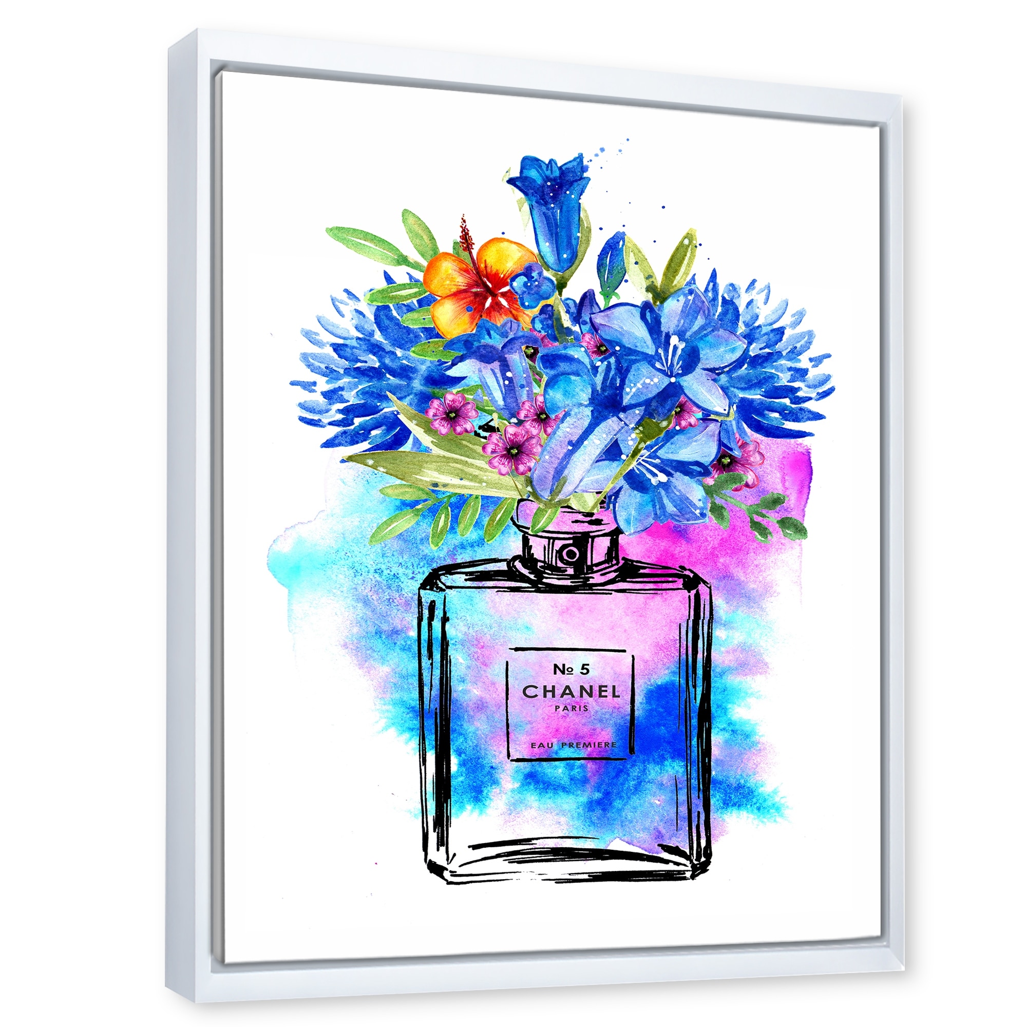 Framed Canvas Art (White Floating Frame) - Chanel Glitter Perfume by Martina Pavlova ( Hobbies & lifestyles > Shopping art) - 26x18 in