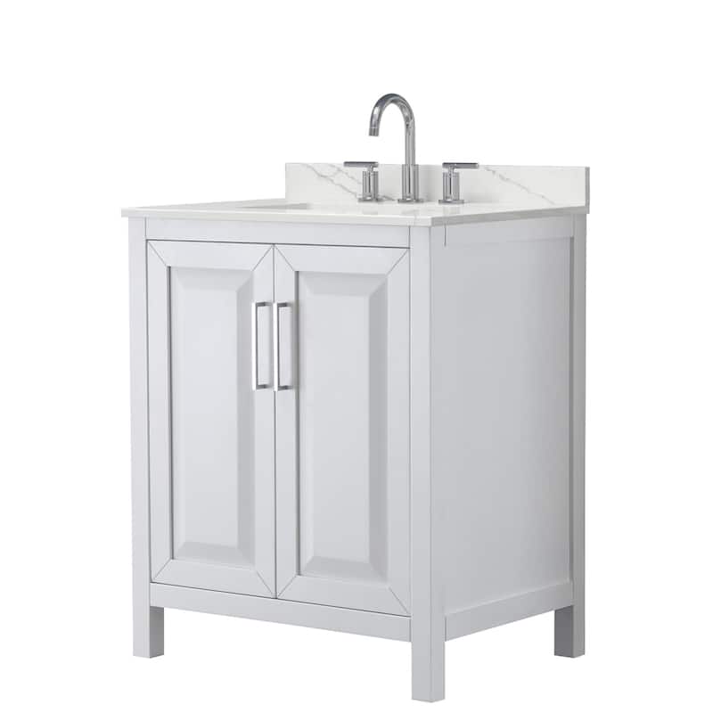 Wyndham Collection WCV252530S-QTZ-US3MXX Daria 30" Free Standing - White / Giotto Quartz Top / Polished Chrome
