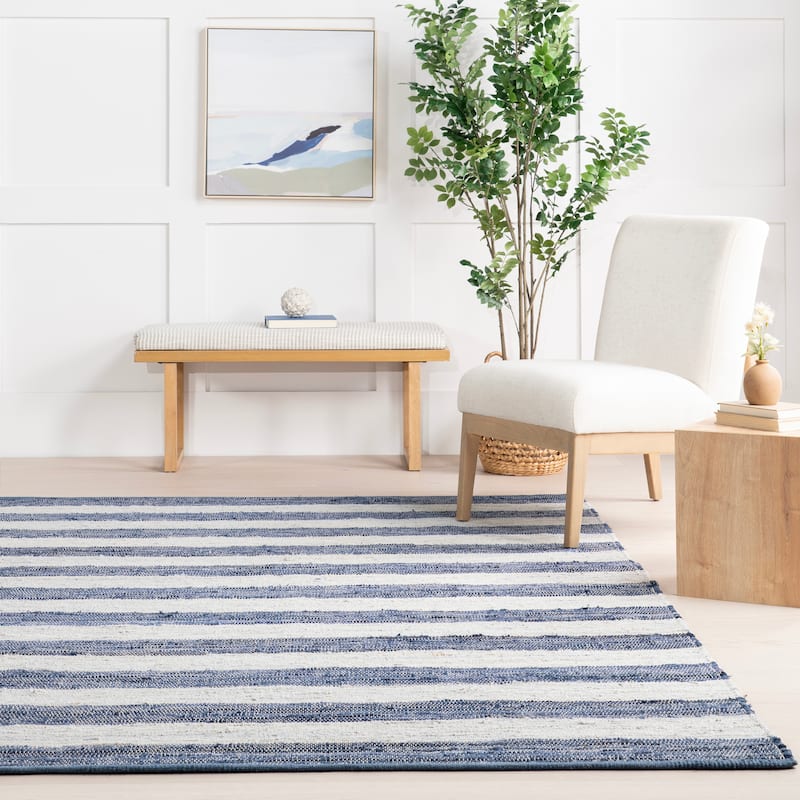 Home Conservatory Striped Rag Handwoven Cotton Area Rug - 2'6" x 8' Runner