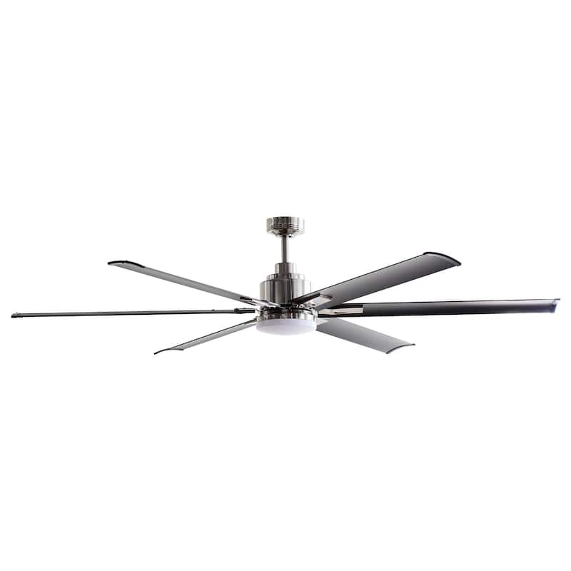 72" Integrated LED Brushed Chrome Ceiling Fan with Light and Remote Control - 72" W x 72" D x 17.8" H