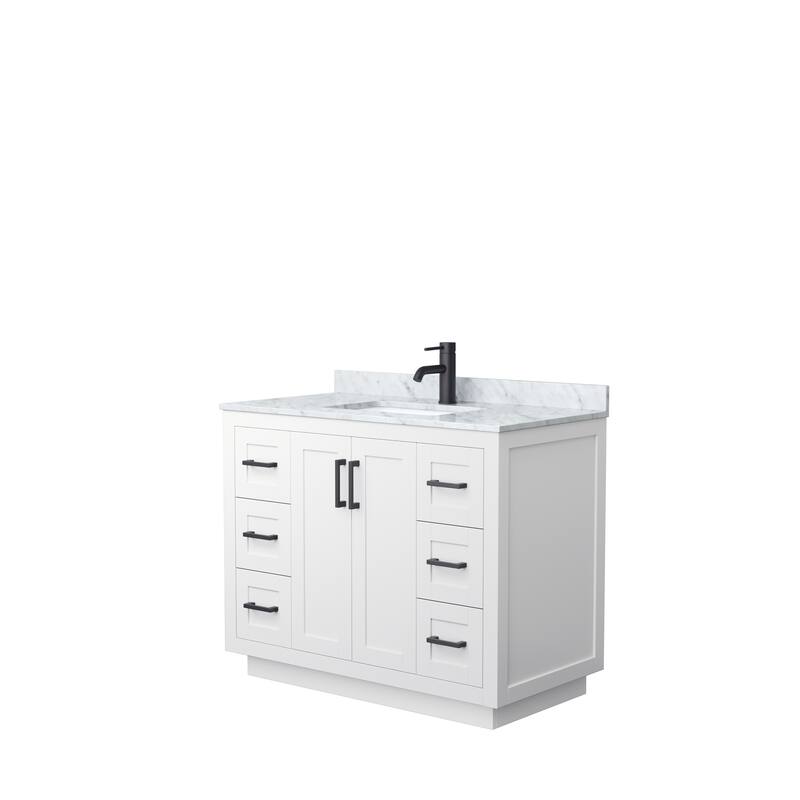 Miranda Single Vanity Set, White Carrara Marble Top, No Mirror