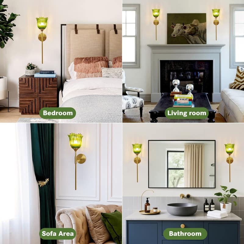 Battery Operated Wallchiere with Remote, Rechargeable Wireless Gold Wall Sconces , RGB Dimmable Light (Set of 2)