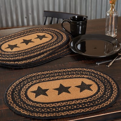 Farmhouse Jute Placemat Stencil Stars Set of 6 12x18 - Placemat 12x18