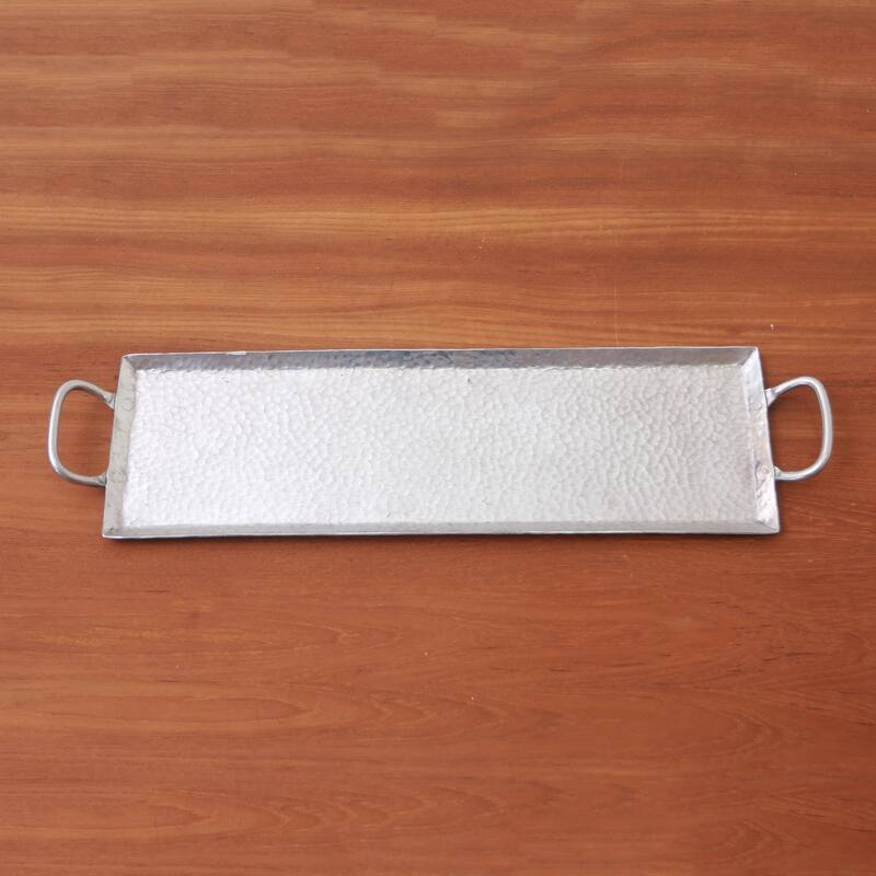 Novica Handmade Rectangular Gleam Aluminum Tray