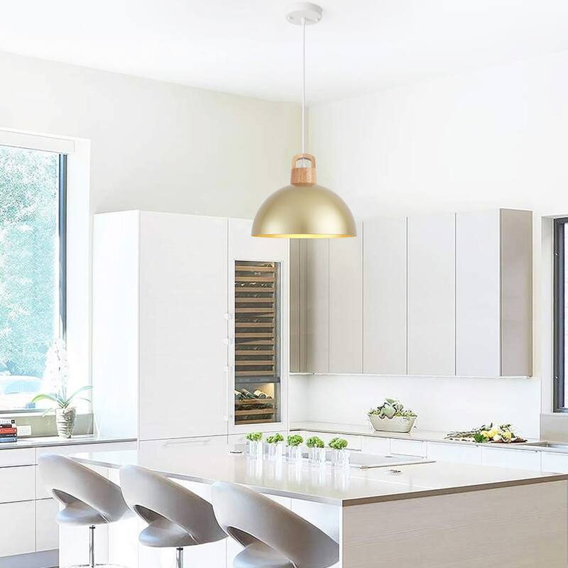 1-Light Rustic Hanging Pendant Light with Metal Shaded for Kitchen Island