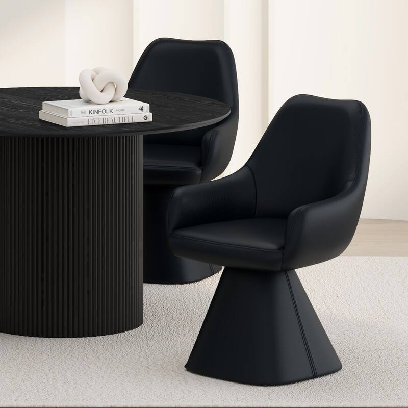 Contemporary Faux Leather Dining/Accent Chair with Swivel