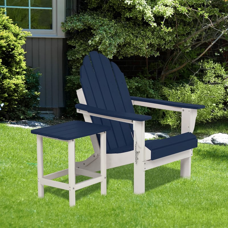 Aoodor HDPE All Weather Outdoor Side Table, Square Adirondack Patio End Table for Patio, Pool, Porch - Blue