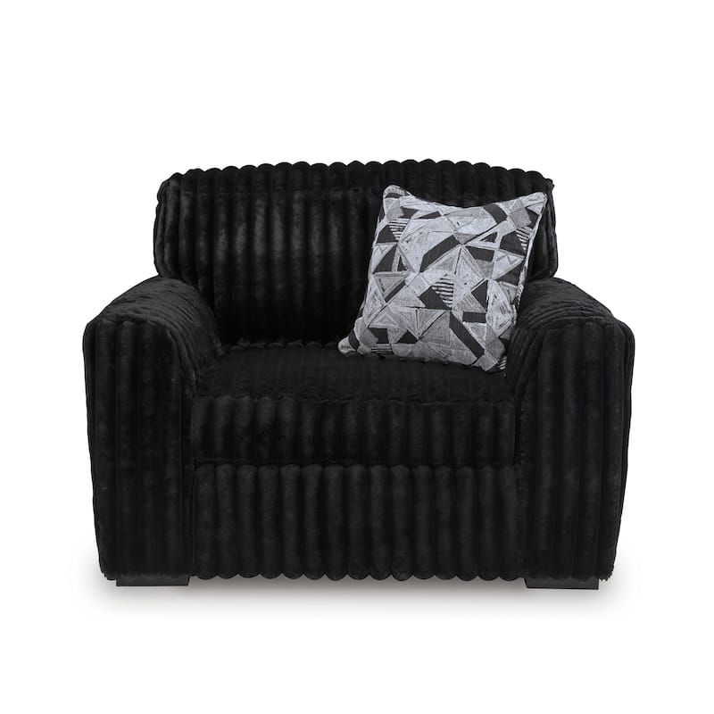 Roundhill Furniture Solenne Chair and Ottoman Set, Oversized Chair and Ottoman with Jumbo Corduroy Upholstery