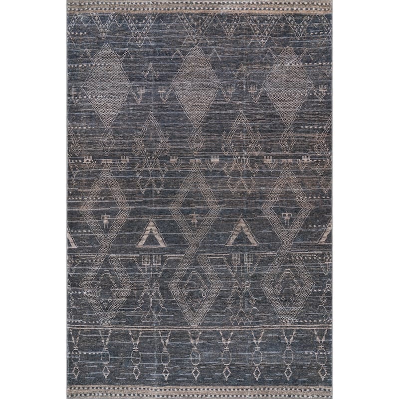 Nuloom Avielle Abstract Handmade Wool Area Rug - 4' x 6' - Charcoal - Rectangle