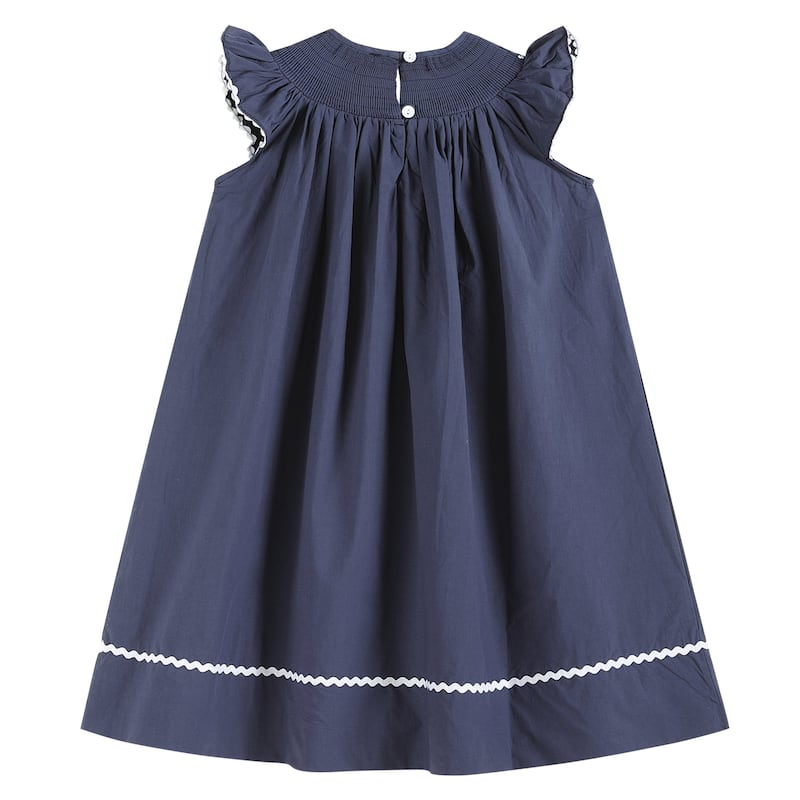 Lil Cactus Navy Blue Nativity Smocked Christmas Dress