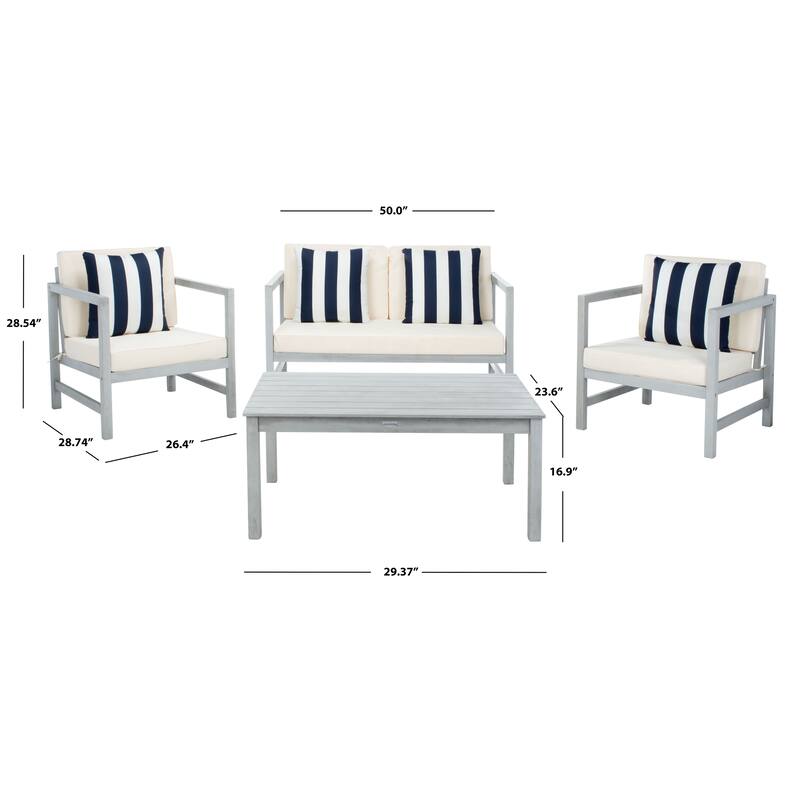 SAFAVIEH Outdoor Citlali 4-Piece Conversation Set with Accent Pillow - 50W x 29D x 29H