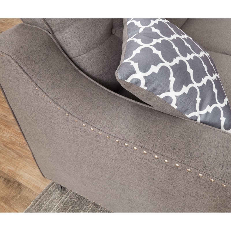 105.9" Flexible Combination Fabric Nailhead Trim Sectional Sofa