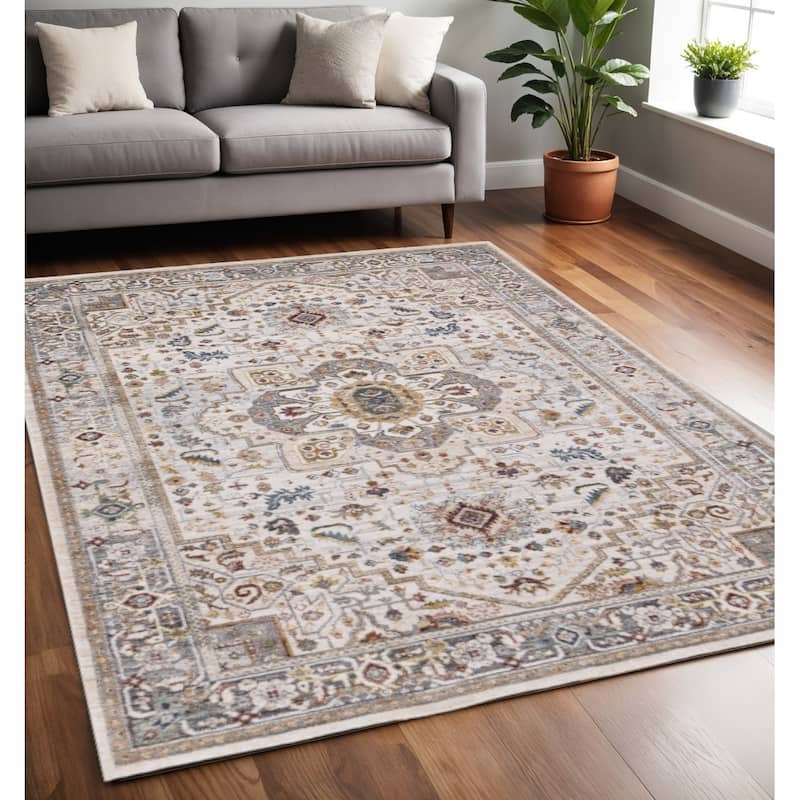 HomeRoots Medallion Modern Rectangle Area Rug - 5' X 8' - 5' X 8'