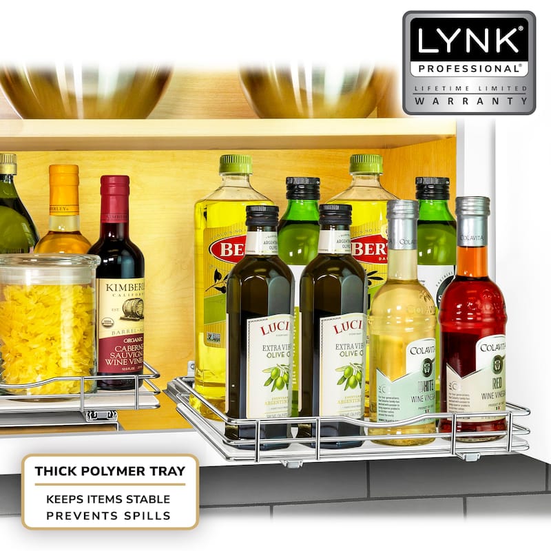 ® Pull Out Spice Rack Organizer for Cabinet - 12-1/4 inch Wide - Slide Out Rack - Sliding Spice Organizer Shelf - Chrome