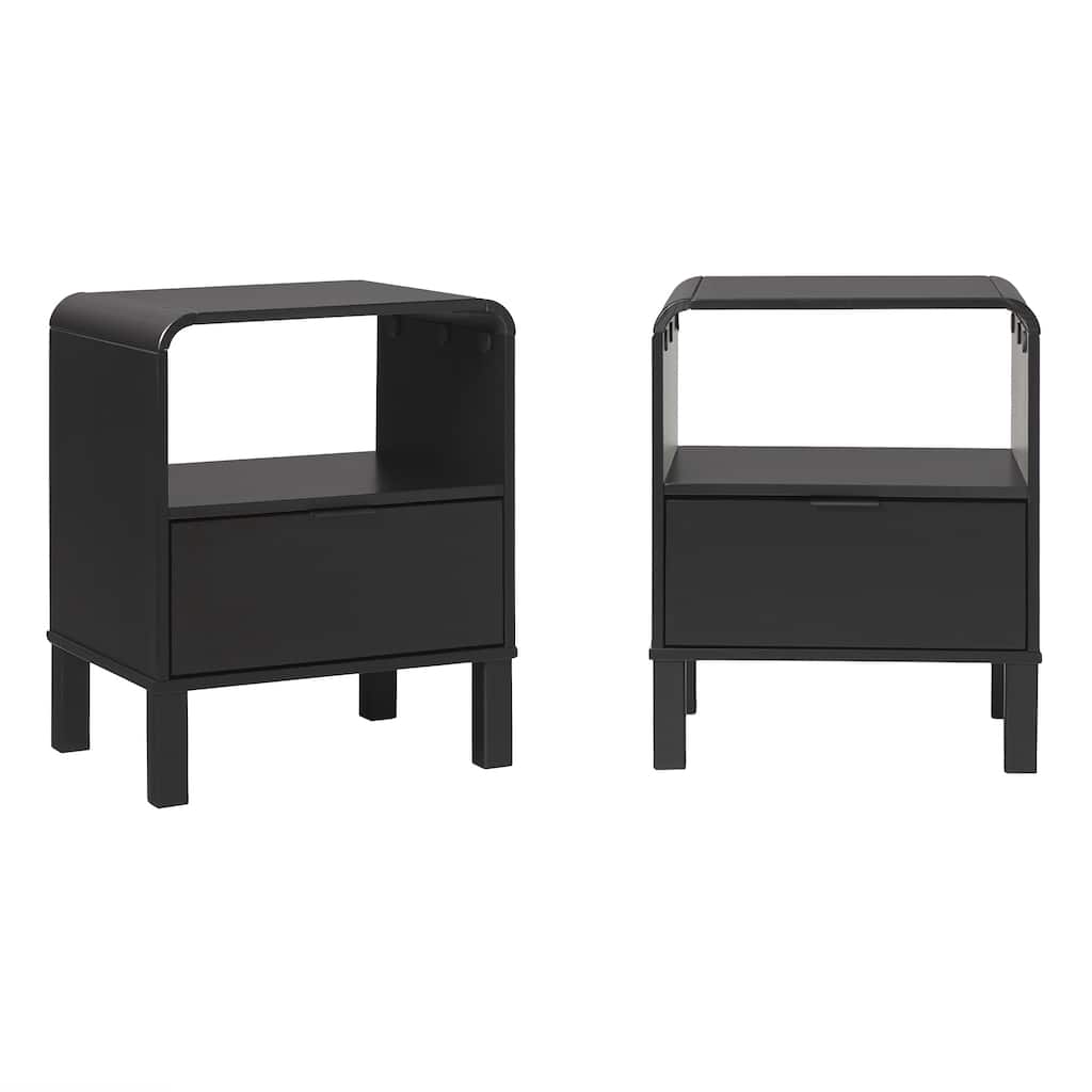 Walker Edison Minimalist Curved-Top Nightstand (Set of 2)