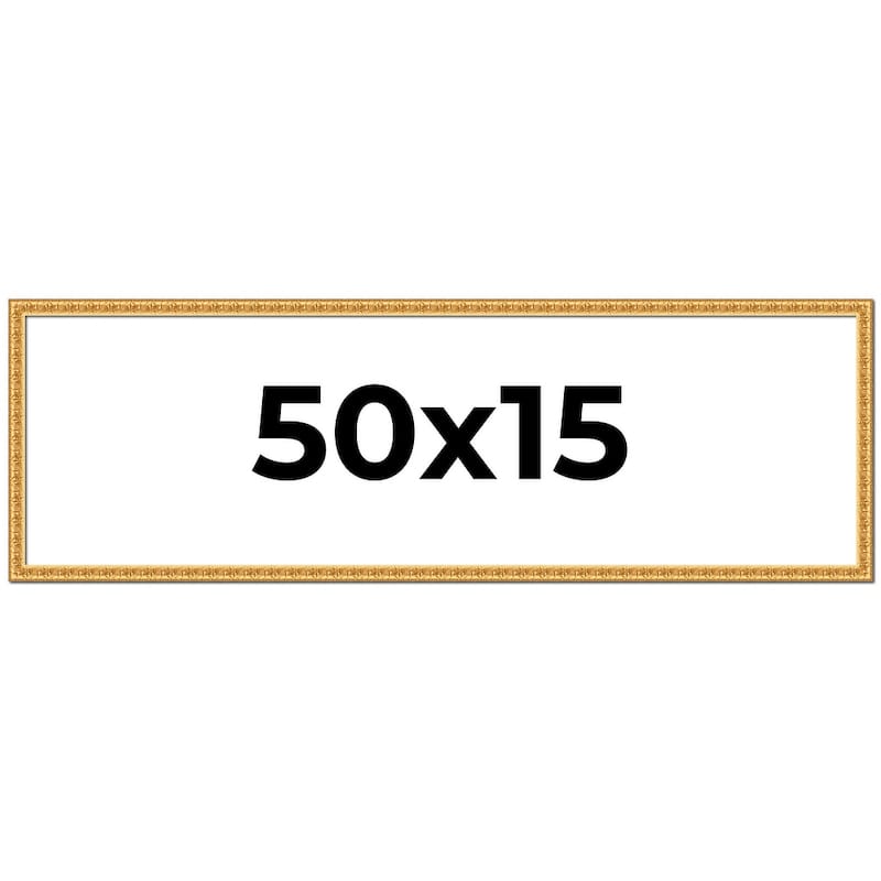 50x15 Frame Gold Real Wood Picture Frame Width 1 inches | Interior