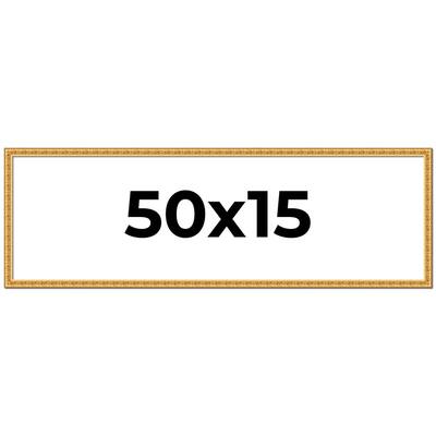 50x15 Frame Gold Real Wood Picture Frame Width 1 inches | Interior