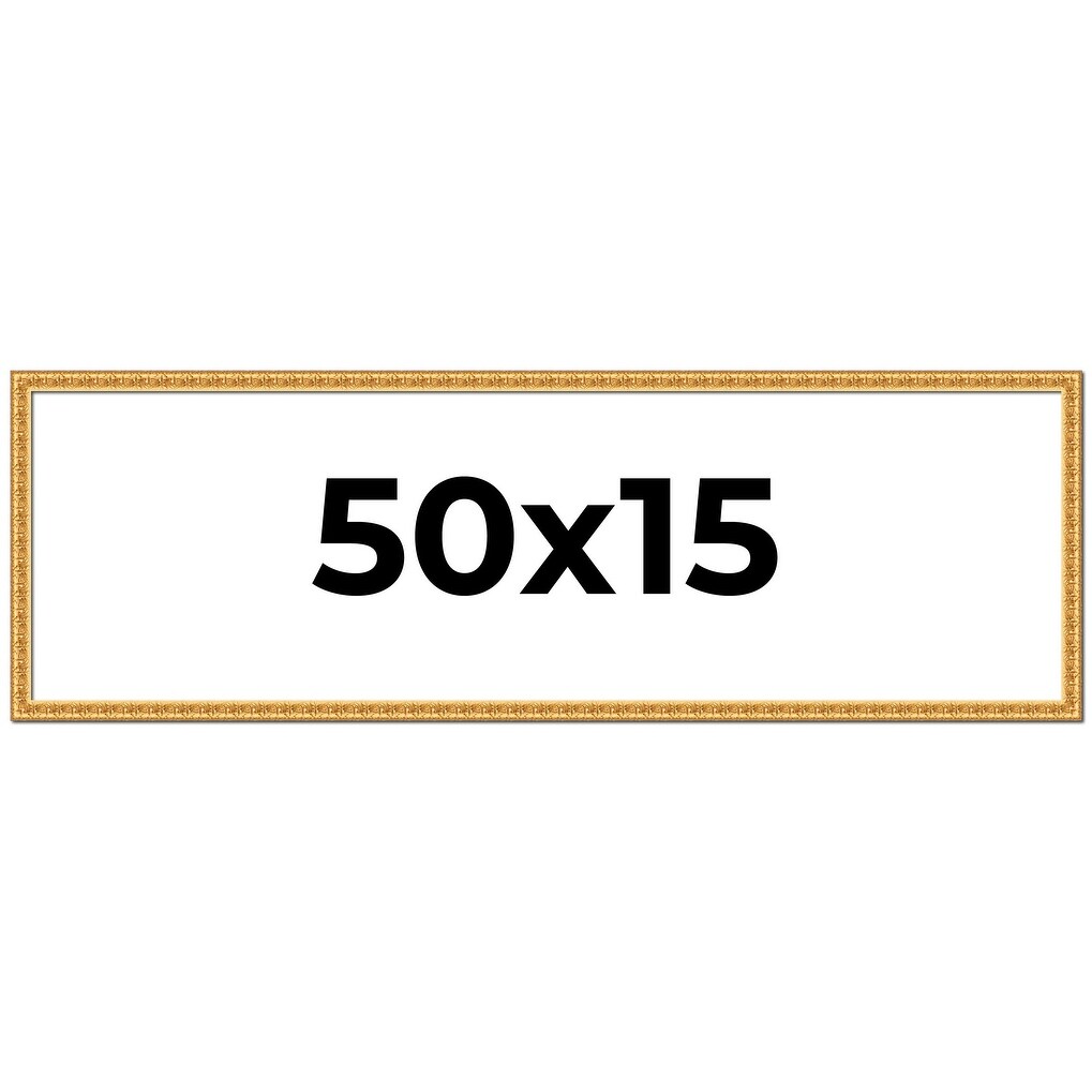 50x15 Frame Gold Real Wood Picture Frame Width 1 inches | Interior