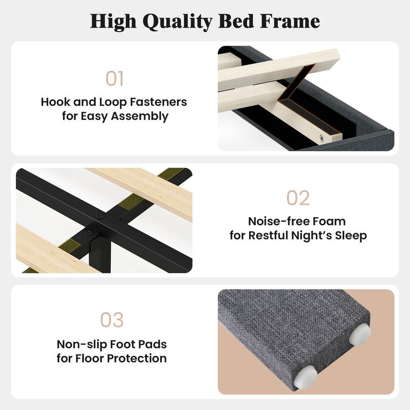 Costway Twin/Full/Queen Size Bed Frame with Height Adjustable Vertical