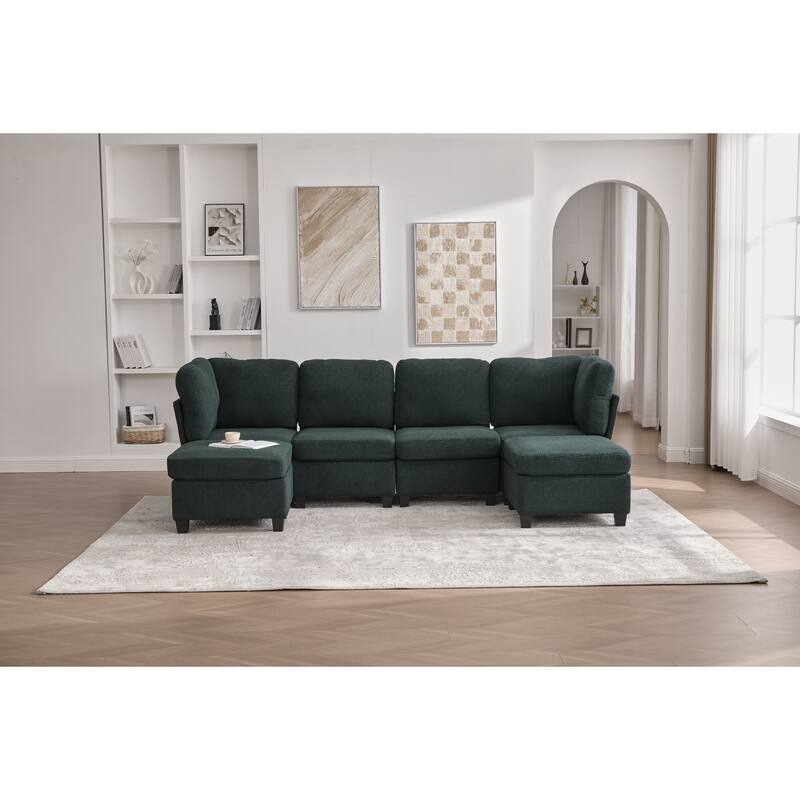 GDFStudio - Modular Polyester 6-Seat 113.39" Sectional with Storage Ottoman