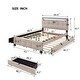 preview thumbnail 7 of 13, Queen Size Linen Upholstered Platform Bed w/ Twin XL Size Trundle & 2 Drawers, LED Light Bunk Bed for Kids Teens Adults, Beige