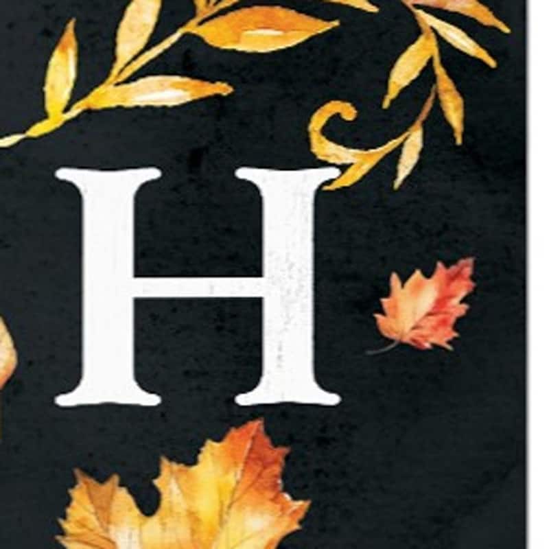 HomeRoots 36" Black And Orange Solid Wood Harvest Leaves Porch Sign