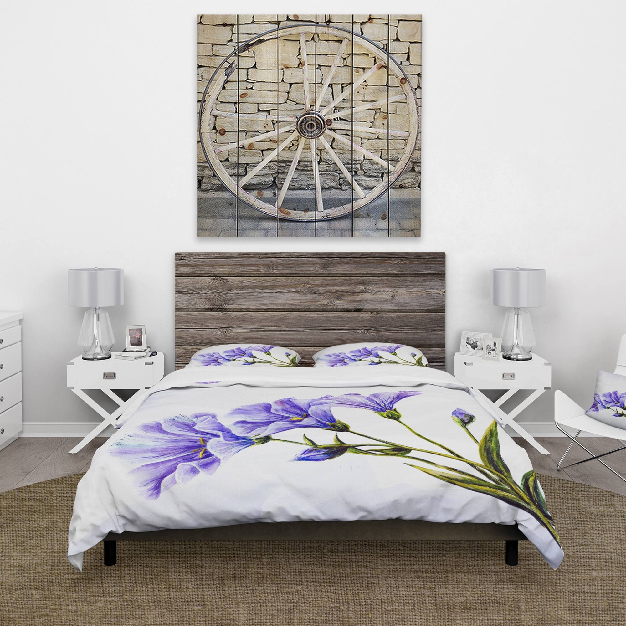 Designart 'Blue Wildflowers' Traditional Duvet Cover Set - Bed Bath ...